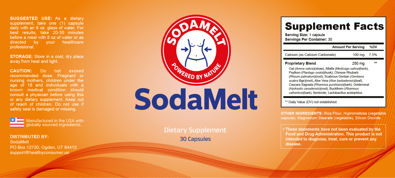 SodaMelt Supplement Facts Label